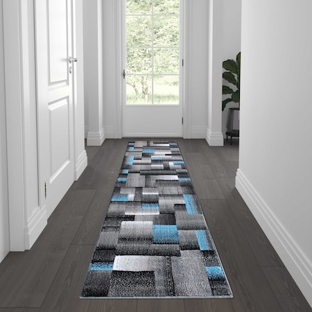 Flash Furniture Blue 2' x 7' Modern Color Blocked Area Rug ACD-RGTRZ861-27-BL-GG